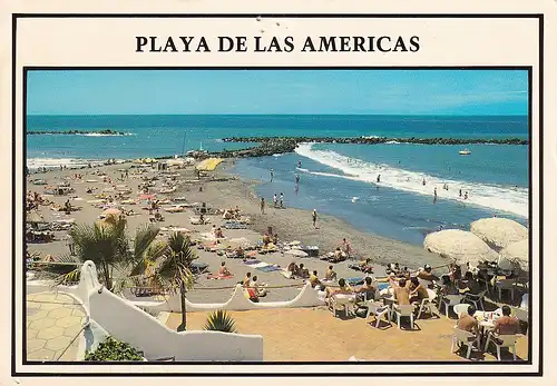 943 - Spanien - Kanarische Inseln , Teneriffa , Playa de Las Americas , Strand - gelaufen 1993