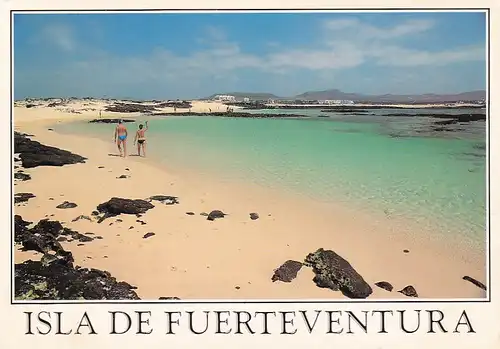 945 - Spanien - Islas Canarias , Fuerteventura , Playa del , Cotillo , Strand - gelaufen