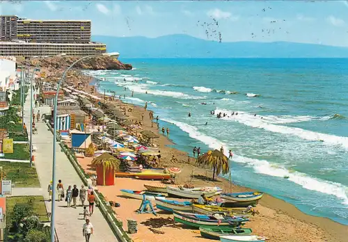 948 - Spanien - Torremolinos , Costa del Sol , Playa de la Carihuela , Strand - gelaufen