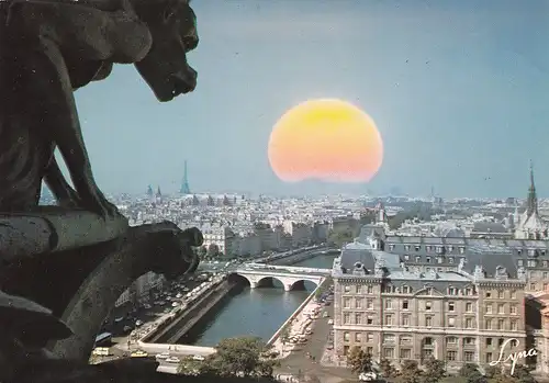 951 - Frankreich - Paris , Paris und die Seine , Sicht von Notre Dame Kathedrale , Sonnenuntergang - gelaufen 1985