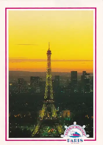 961 - Frankreich - Paris , Eiffelturm , Sonnenuntergang , Nacht - gelaufen 1995