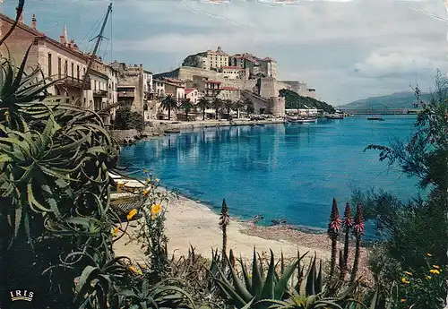 975 - Frankreich - Korsika , Corse , Calvi , Panorama , Strand - gelaufen 1963