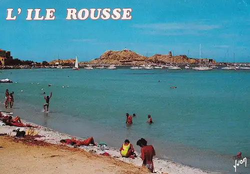 982 - Frankreich - Korsika , Corse , L'ile Rousse , Plage , Strand - gelaufen 1988