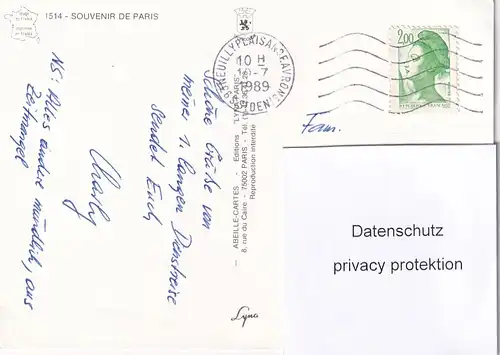 985 - Frankreich - Paris , Mehrbildkarte - gelaufen 1989