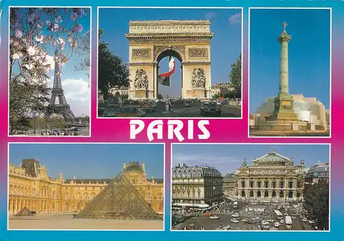 986 - Frankreich - Paris , Eiffelturm , L'Arc Triomphe , Place Bastille , Louvre , L'Opera - gelaufen 1994