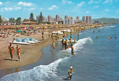 1056 - Spanien - Torremolinos , Playa , Strand - gelaufen