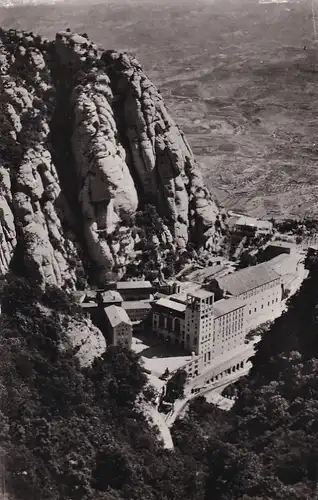 1057 - Spanien - Montserrat , El Monasterio , desde San Juan , Kloster aus Sicht San Juan - gelaufen 1959