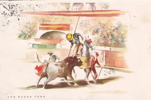 1059 - Spanien - Una buena Vara , Spanische Tradition - gelaufen 1959