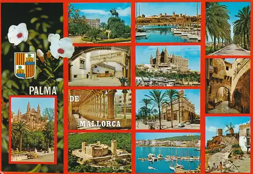 1080 - Spanien - Palma de Mallorca , Baleares , Mehrbildkarte - gelaufen