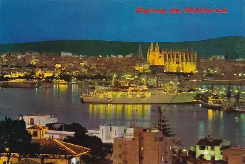 1088 - Spanien - Mallorca , Baleares , Palma de Mallorca , Puerto , Hafen , Schiff - gelaufen