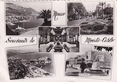 1107 - Monaco - Monte Carlo , Cote D'Azur , Mehrbildkarte - gelaufen 1950