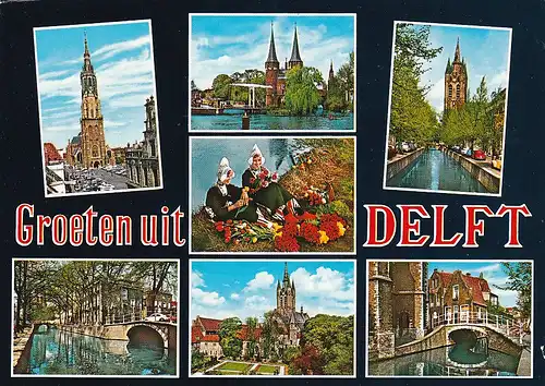 1116 - Holland - Delft , Mehrbildkarte - gelaufen 1985