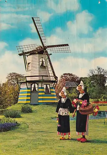 1118 - Holland - Land der Blumen und Mühlen , Windmühle , Tracht - gelaufen