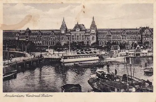 1123 - Holland - Amsterdam Certraal Station , Boot , Schiff - gelaufen