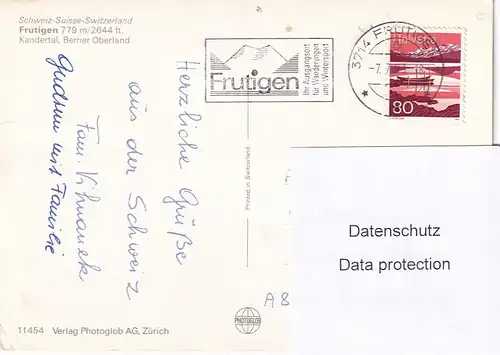 1132 - Schweiz - Suisse , Switzerland , Bern , Frutigen , Kandertal , Mehrbildkarte - gelaufen 1993