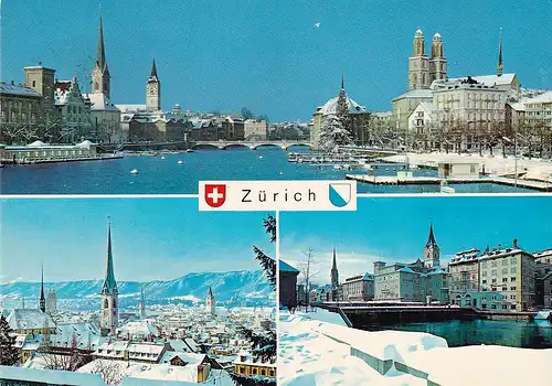 1133 - Schweiz - Suisse , Switzerland , Zürich , Winter , Mehrbildkarte - gelaufen 1974