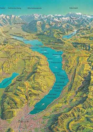 1134 - Schweiz - Suisse , Switzerland , Zürichsee , Übersicht - gelaufen 1977