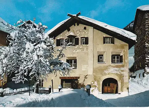1143 - Schweiz - Suisse , Switzerland , Graubünden , Engadin , Samedan , Haus , Winter - gelaufen 1971