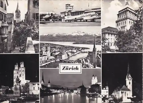 1148 - Schweiz - Suisse , Switzerland , Zürich , Swiss Air Lines , Mehrbildkarte - gelaufen 1960