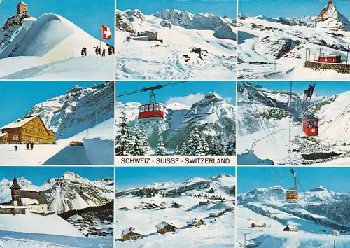 1149 - Schweiz - Suisse , Switzerland , Matterhorn , Engelberg , Andermatt , Seilbahn , Mehrbildkarte - gelaufen 1967