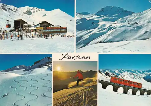 1169 - Schweiz - Suisse , Switzerland , Graubünden , Davos Parsenn , Parsennhütte , Weissfluhjoch , Parsennfurgga , Winter , Ski , Bahn - gelaufen 1980