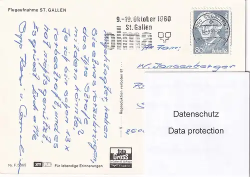 1171 - Schweiz - Suisse , Switzerland , St. Gallen , Panorama aus der Luft - gelaufen 1980