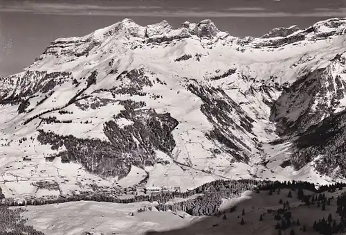 1176 - Schweiz - Suisse , Switzerland , Obwalden , Blick von Trübsee auf Engelberg , Winter - gelaufen 1960