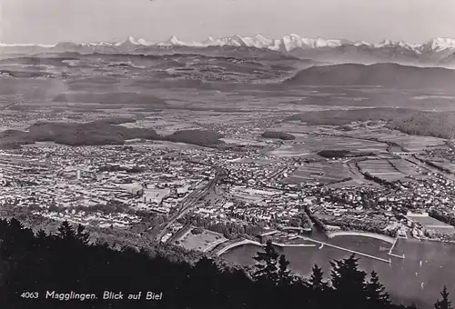 1184 - Schweiz - Suisse , Switzerland , Bern , Magglingen , Blick auf Biel - gelaufen 1952