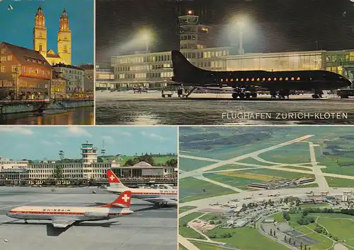 1186 - Schweiz - Suisse , Switzerland , Zürich , Kloten , Flughafen , Flugzeug , Swiss Air - gelaufen 1968