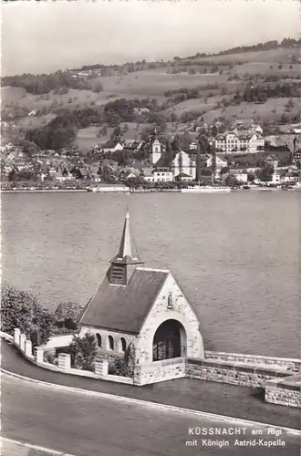 1193 - Schweiz - Suisse , Switzerland , Schwyz , Küssnacht am Rigi , Königin Astrid Kapelle - gelaufen 1961