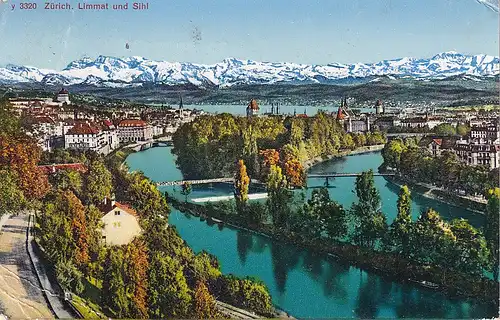 1198 - Schweiz - Suisse , Switzerland , Zürich , Limmat und Sihl - gelaufen 1949