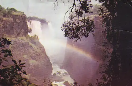 1293 - Rhodesien - Rhodesia , Victoria Falls from the chain walk , Rainbow , Regenbogen , Wasserfall - gelaufen 1978