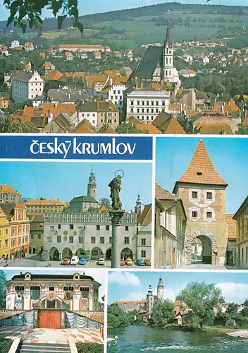 1345 - Tschechoslowakei - Czechoslovakia , Czech , Cesky Krumlov , Mehrbildkarte - gelaufen 1990