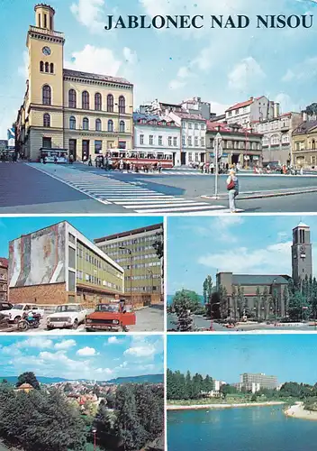 1348 - Tschechoslowakei - Czechoslovakia , Czech , Jablonec nad Nisou , Gablonz an der Neiße , Mehrbildkarte - gelaufen 1992