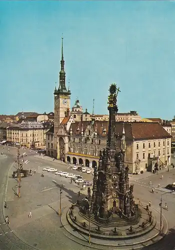 1373 - Tschechoslowakei - Czechoslovakia , Czech , Olomouc , Olmütz , Namesti Miru s radnici , Friedensplatz mit Rathaus - gelaufen 1971