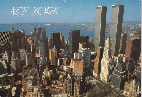 1390 - USA - New York City, Lower Manhatten Skyscrapers and Harbor - gelaufen