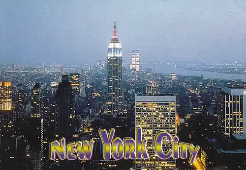 1407 - USA - New York City , Midtown Manhatten Skyline , Empire State Building , Twin Towers - gelaufen 2002
