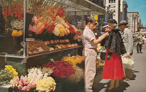 1408 - USA - Kalifornien , San Francisco , Street Flower Vendors , Blumen - gelaufen