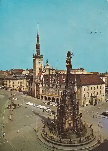 1410 - Tschechoslowakei - Czechoslovakia , Czech , Olomouc , Olmütz , Namesti Miru s radnici , Friedensplatz mit Rathaus - gelaufen