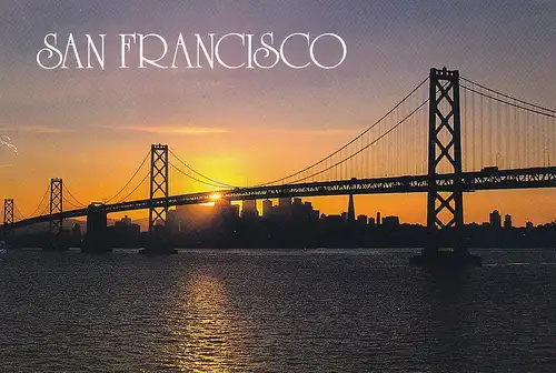 1412 - USA - Kalifornien , San Francisco - Oakland Bay Bridge , Brücke , Sonnenuntergang - gelaufen 1996