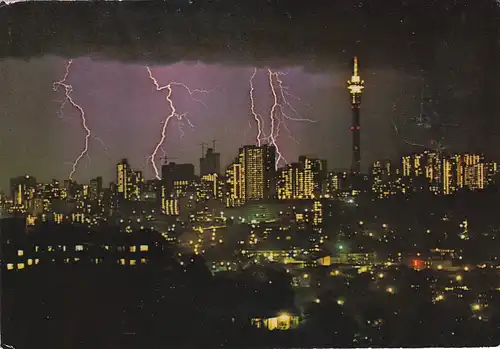 1438 - Südafrika - South Africa , Johannesburg , Electrical Storm over Hillbrow during Summer - gelaufen 1977