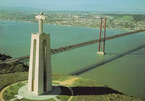 1445 - Portugal - Lisboa , Lissabon , Almada , Cristo Rei e Ponte , Bridge , Brücke - gelaufen 1995
