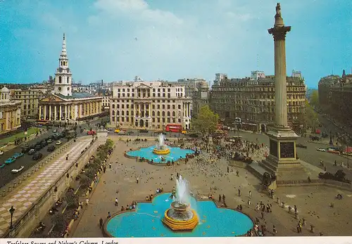 1451 - Großbritannien - London , Trafalgar Square , Nelson´s Colums , Springbrunnen - gelaufen 1994