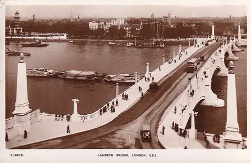 1460 - Großbritannien - London , Lambeth Bridge , Brücke , Bus , Schiff , LKW - gelaufen 1938