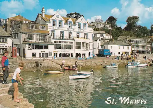 1470 - Großbritannien - St. Mawes Cornwall , the Quay , the Captains Table , Ship 6 Castle Hotel , Boot - gelaufen 2004