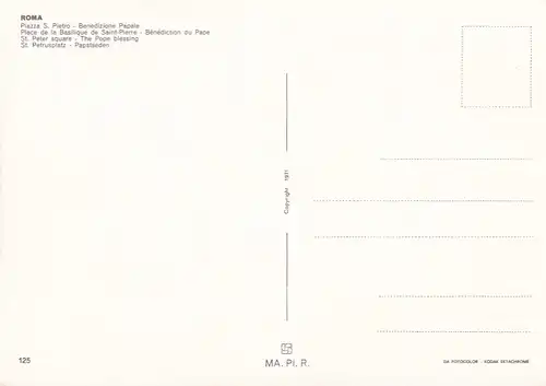 1489 - Italien - Italy , Roma , Rom , Piazza San Pietro , Benedizione Papale , Petrusplatz , Papstsegen - nicht gelaufen