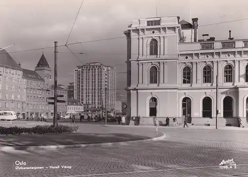 1491 - Norwegen - Norge , Norway , Oslo , Ostbanestasjonen , Hotel Viking - gelaufen 1958