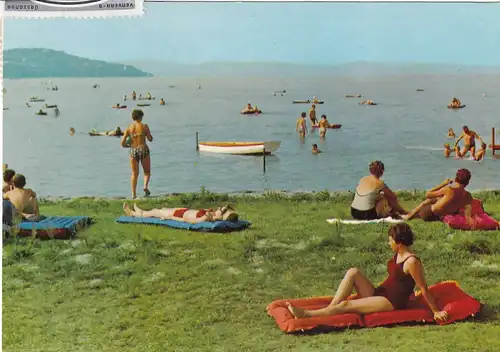 1497 - Ungarn - Balatonföldvar , Plattensee , Autos camping strandja , Strand - gelaufen 1978