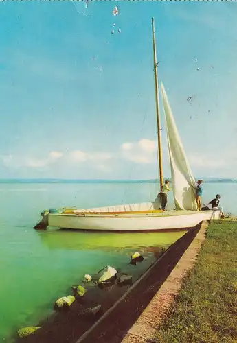 1517 - Ungarn - Balaton , Plattensee , Segelboot - gelaufen