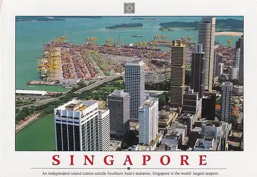 1522 - Singapore - Singapur , Panorama Hafen - gelaufen